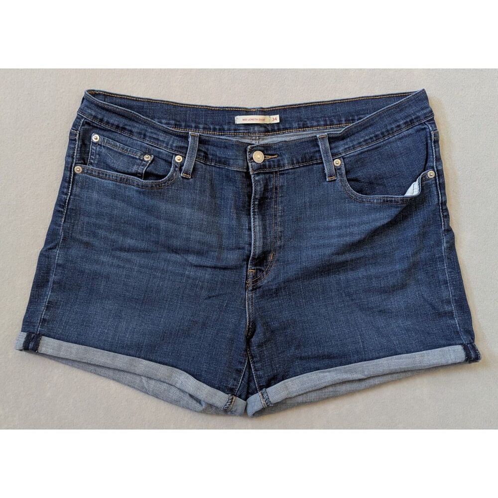 Levi's Women's Mid Length Shorts Dark Wash Size 34